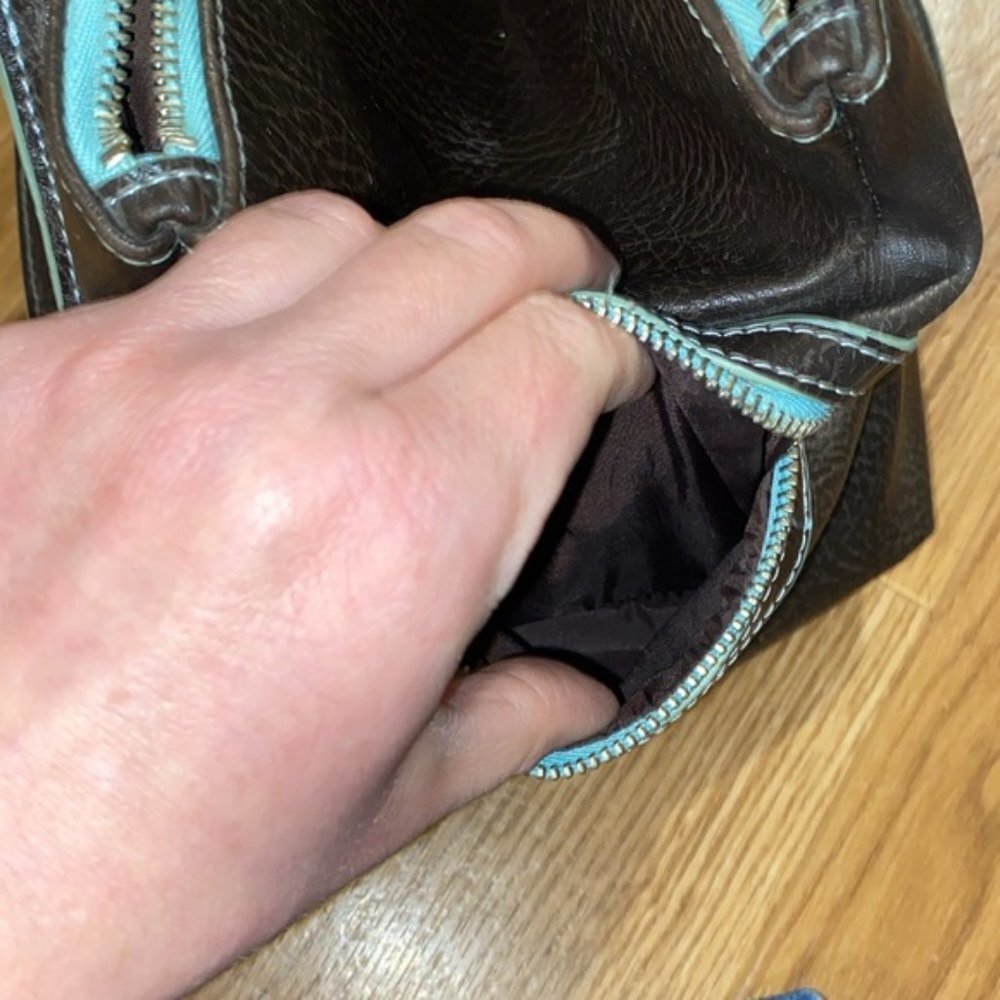 Matt & Nat Vegan Brown Green Leather Handbag Vintage 90’s Women’s - Picture 10 of 15